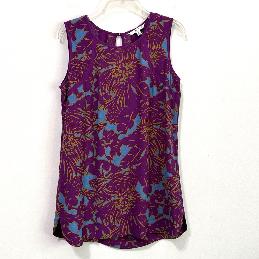 CAbi Tank S Palm‎ Grass Sleeveless Tunic Style 243 Summer Keyhole Trendy Top